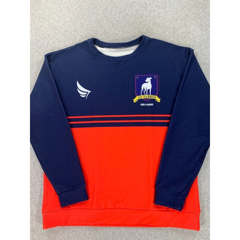 Ted Lasso AFC Richmond Crest Logo Soccer Crew Sweatshirt (Men's XL) Blue/Red